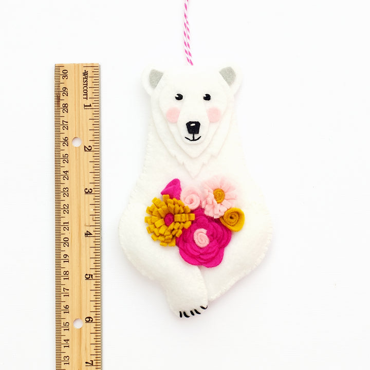 Polar Bear Wool Felt Ornament Kit