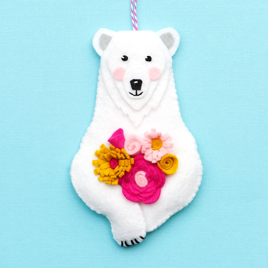 Polar Bear Wool Felt Ornament Kit