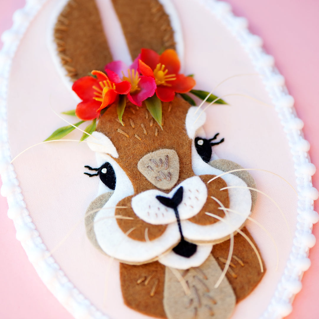 PDF PATTERN - Flower Crown Bunny Wool Felt Ornament Pattern