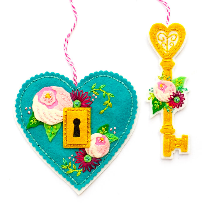 PDF PATTERN - Key To Your Heart Wool Felt Ornament Pattern