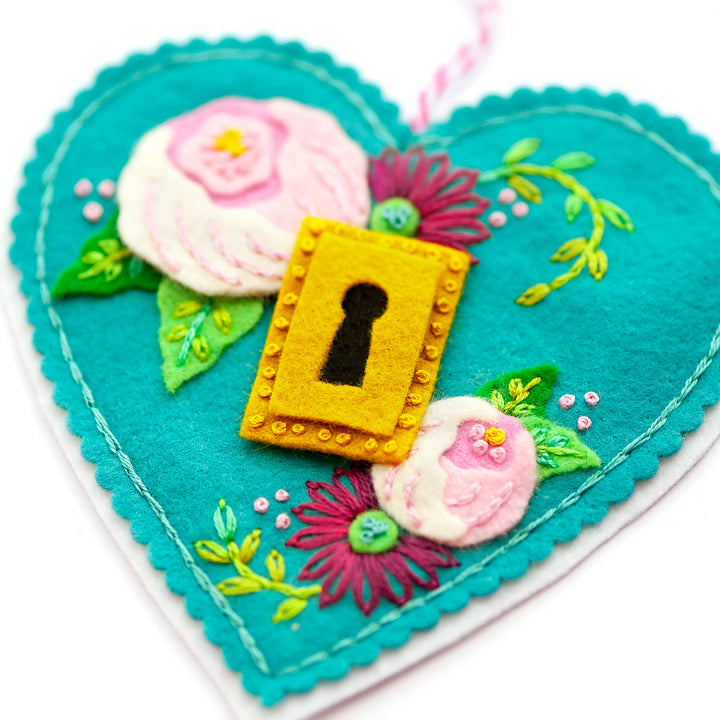 PDF PATTERN - Key To Your Heart Wool Felt Ornament Pattern