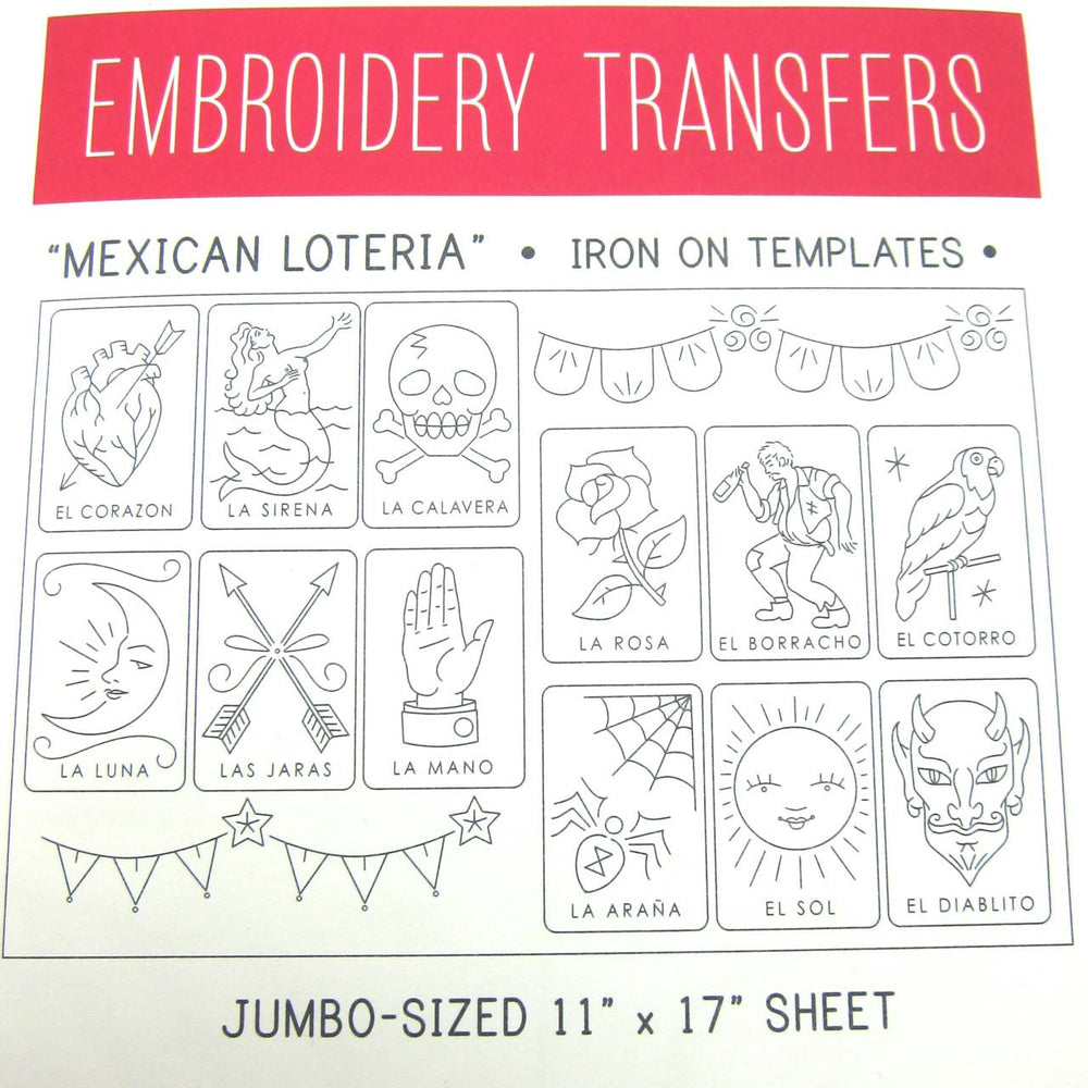 Big Sheet Mexican Loteria Embroidery Pattern Patterns - Snuggly Monkey