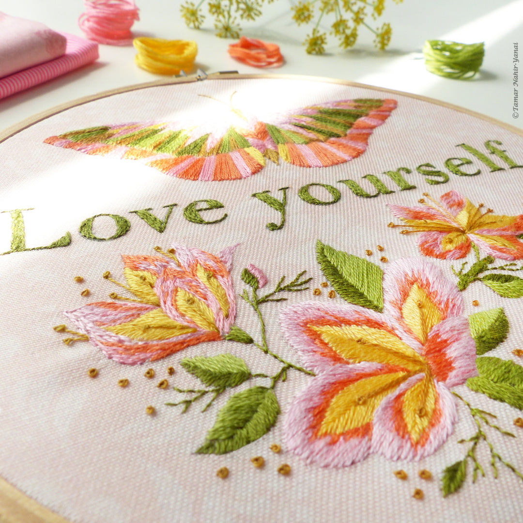 Embroidery Kit : 6" Love Yourself by Tamar Nahir Embroidery Kit - Snuggly Monkey