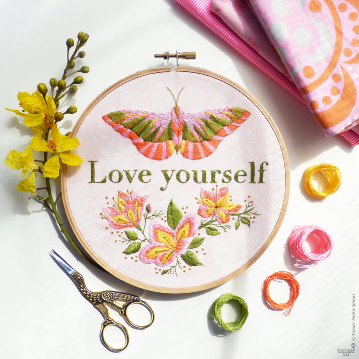 Embroidery Kit : 6" Love Yourself by Tamar Nahir Embroidery Kit - Snuggly Monkey