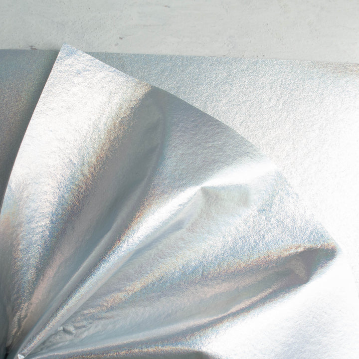 Metallic Wool Felt Sheet - Holographic Silver