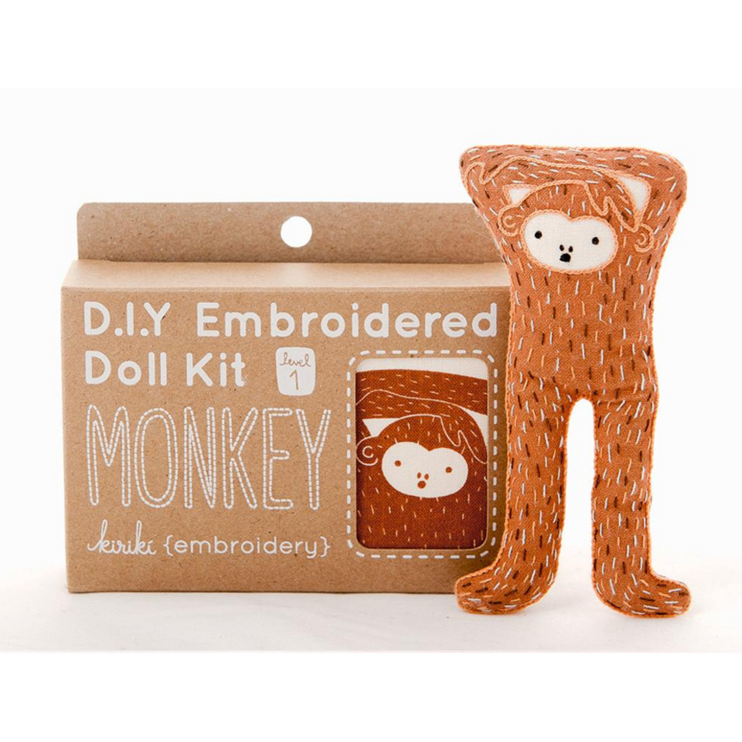 Monkey Plushie Embroidery Kit by Kiriki Press Embroidery Kit - Snuggly Monkey