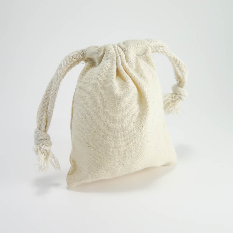 Cotton Muslin Pouches - Small Drawstring Cotton Bags (3x4