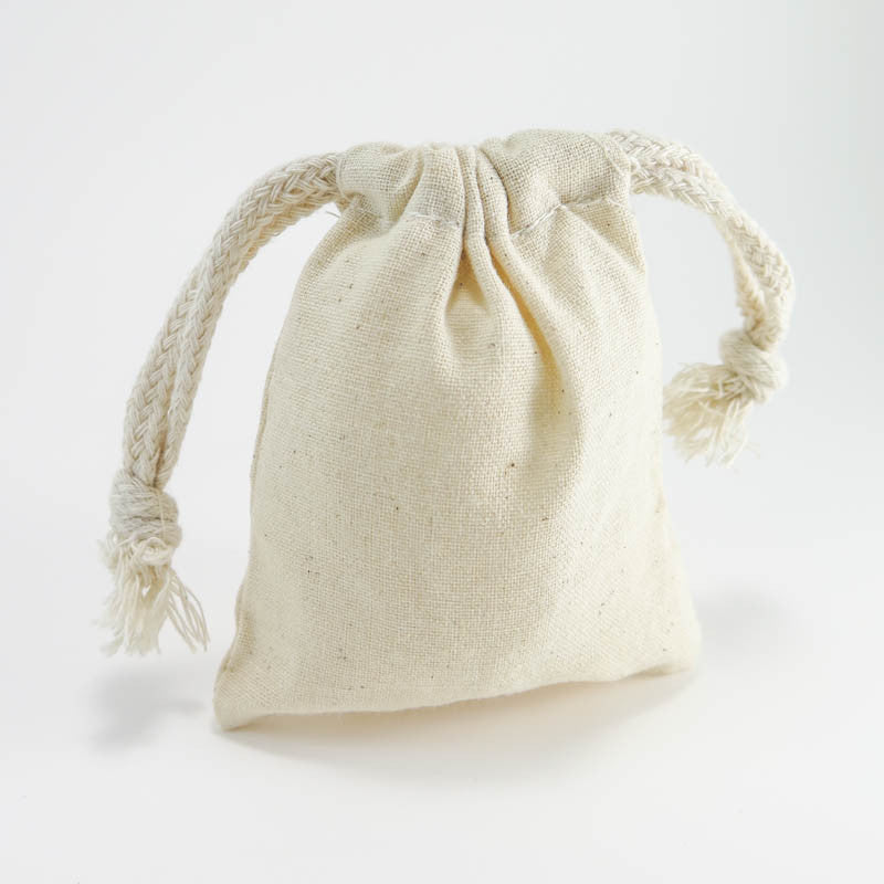 Cotton Muslin Pouches - Small Drawstring Cotton Bags (3x4