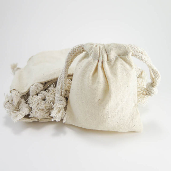 Cotton Muslin Pouches - Small Drawstring Cotton Bags (3"x4") Bags - Snuggly Monkey