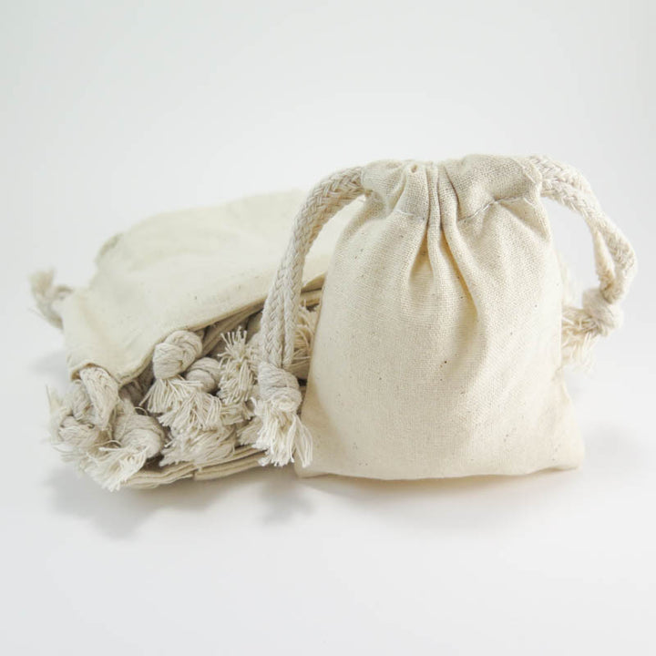 Cotton Muslin Pouches - Small Drawstring Cotton Bags (3"x4") Bags - Snuggly Monkey