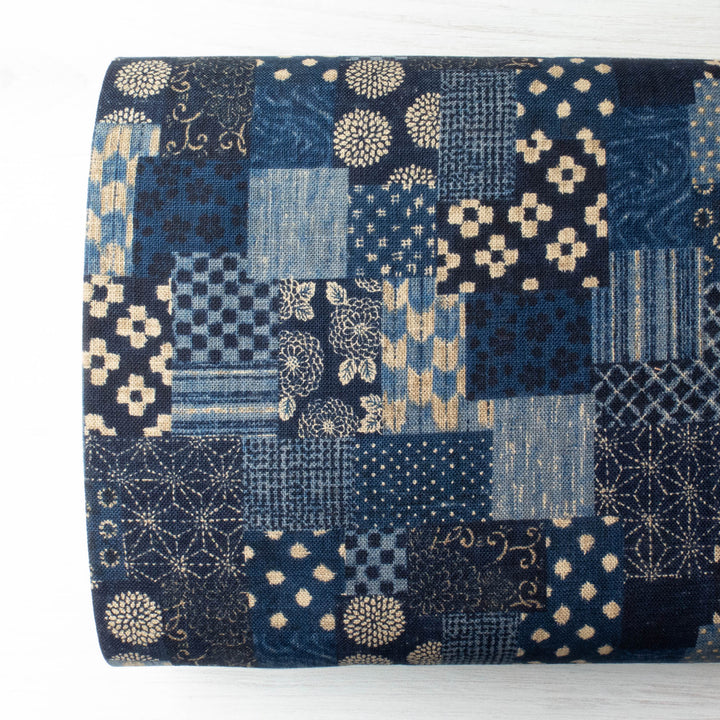 Sevenberry Nara Homespun :: Boro Panel Navy Fabric - Snuggly Monkey