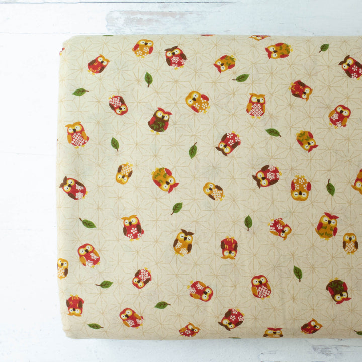 Sevenberry Kasuri : Red Owls on Cream (SK33D22)