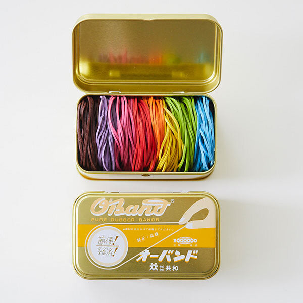 Rainbow Rubber Bands Gold Tin