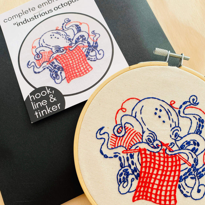 Industrious Octopus Embroidery Kit