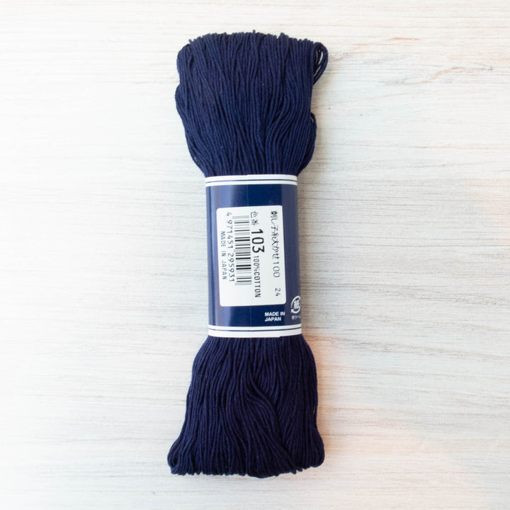 100m Large Skein Japanese Sashiko Thread - Navy (#103) Sashiko - Snuggly Monkey