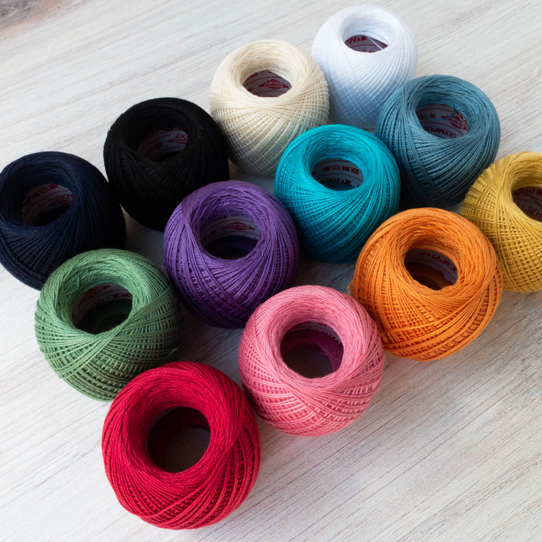 Olympus Thin Sashiko Thread - Rainbow Collection (12 Colors)