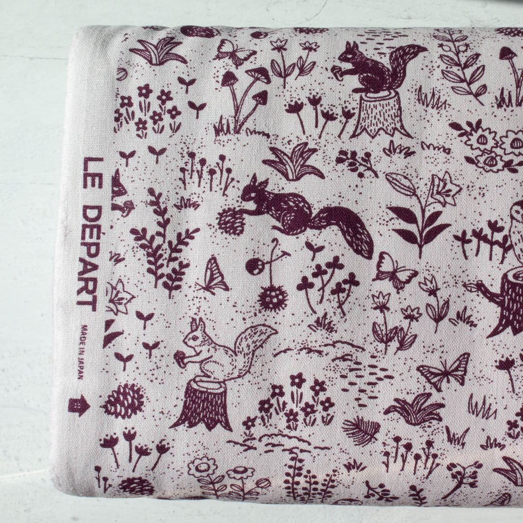 Koizumi Cotton Linen Blend Canvas - Forest Friends (Purple)