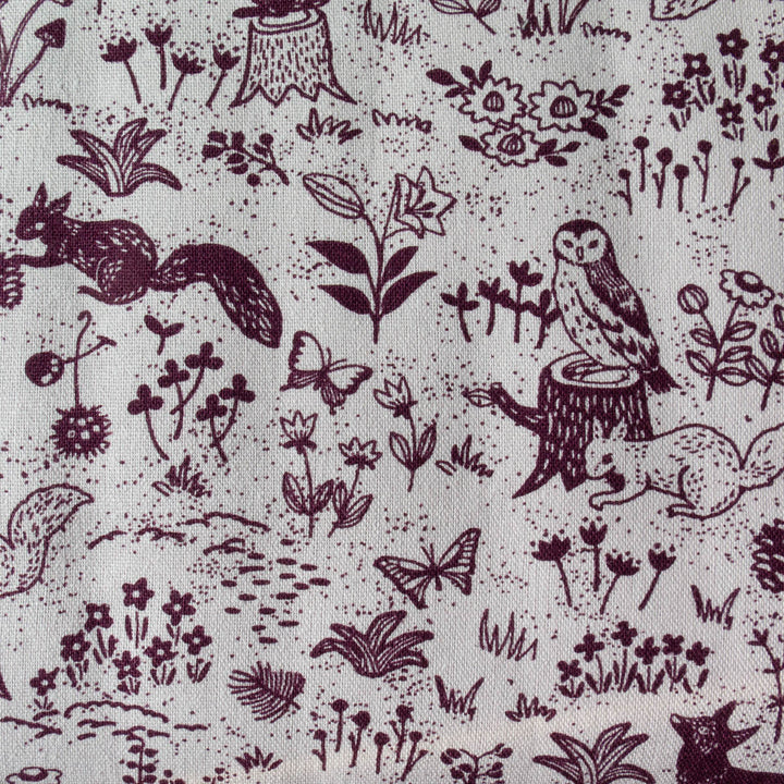 Koizumi Cotton Linen Blend Canvas - Forest Friends (Purple)