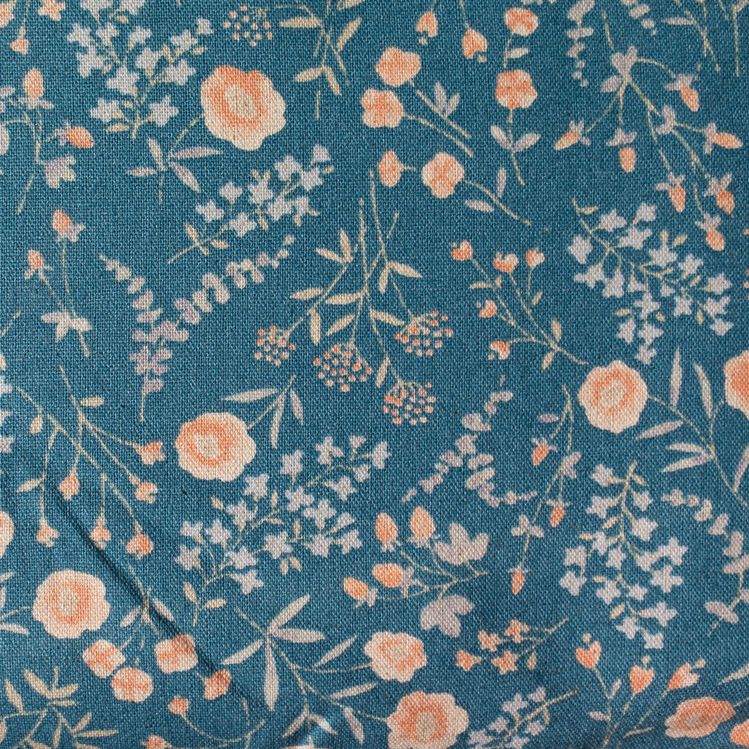 Koizumi Cotton Linen Blend Canvas - Flowers (Blue)