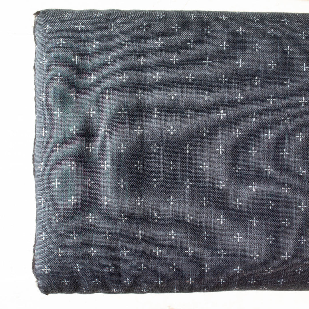 Sevenberry Heathered Cotton - Navy Plus Signs