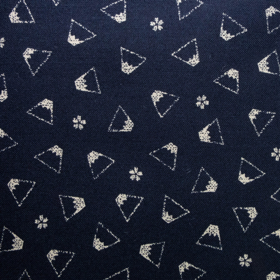 Cosmo Cotton Fabric: Mount Fuji on Navy