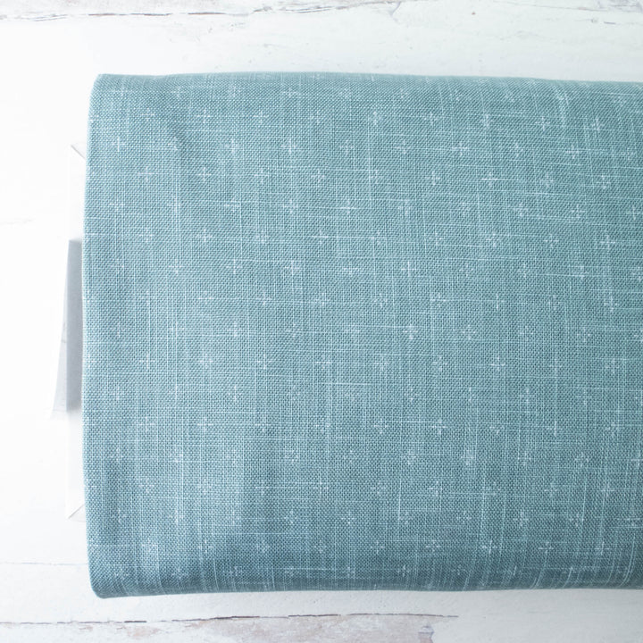 Sevenberry Heathered Cotton - Teal Plus Signs