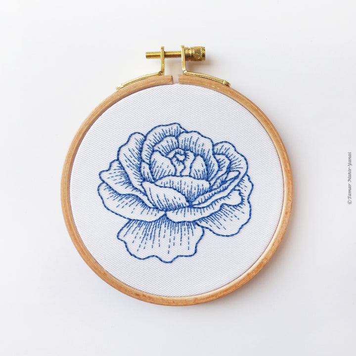 Blue Rose Embroidery Kit
