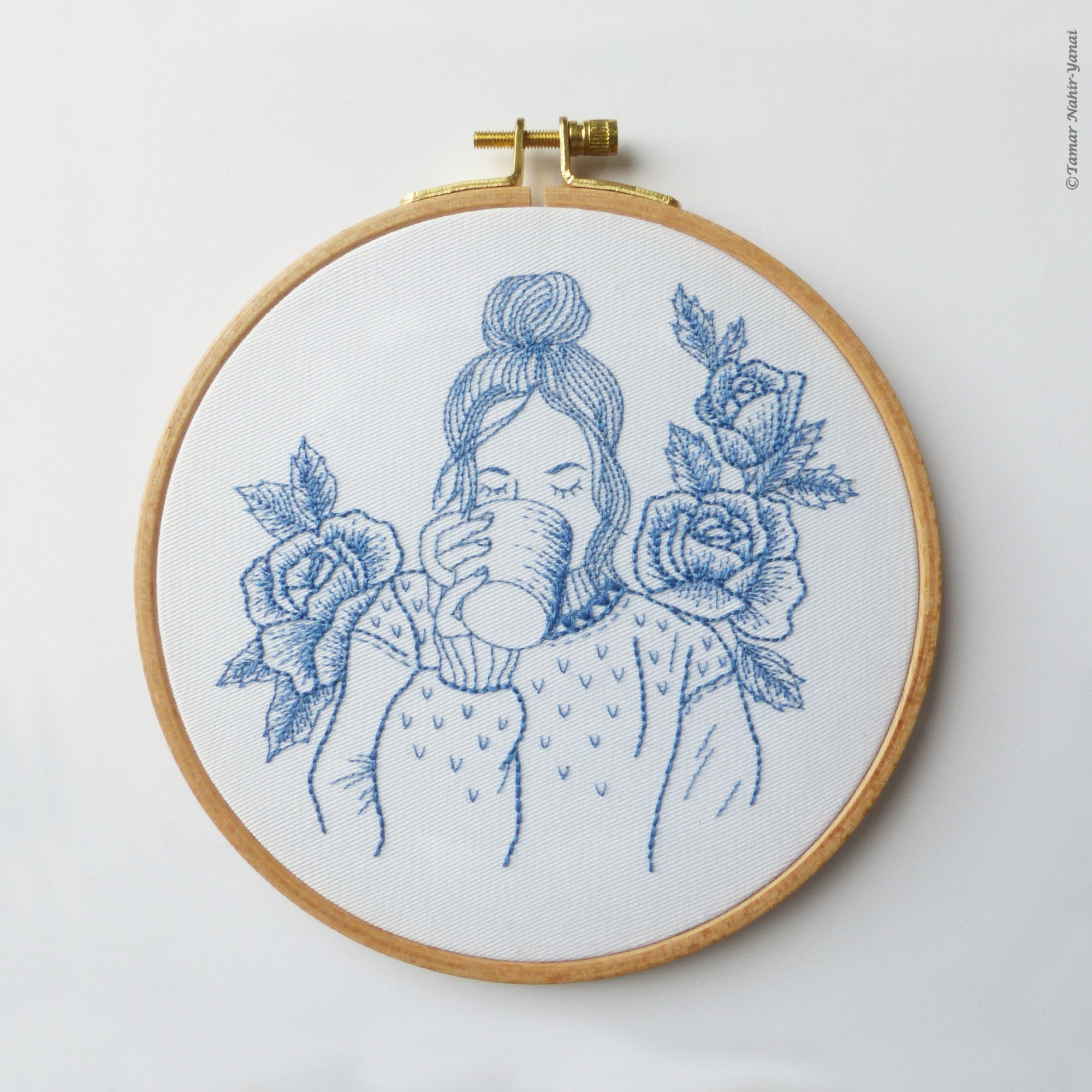 Blue Floral Lady Embroidery Kit – Snuggly Monkey