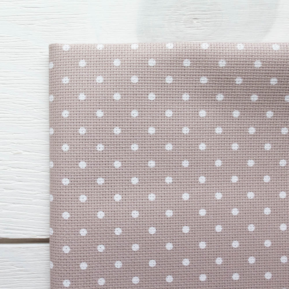 White Polka Dot Aida Cross Stitch Fabric (20 ct) Fabric - Snuggly Monkey