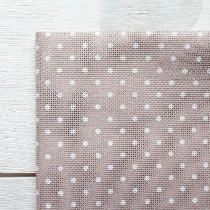 White Polka Dot Aida Cross Stitch Fabric (20 ct) Fabric - Snuggly Monkey