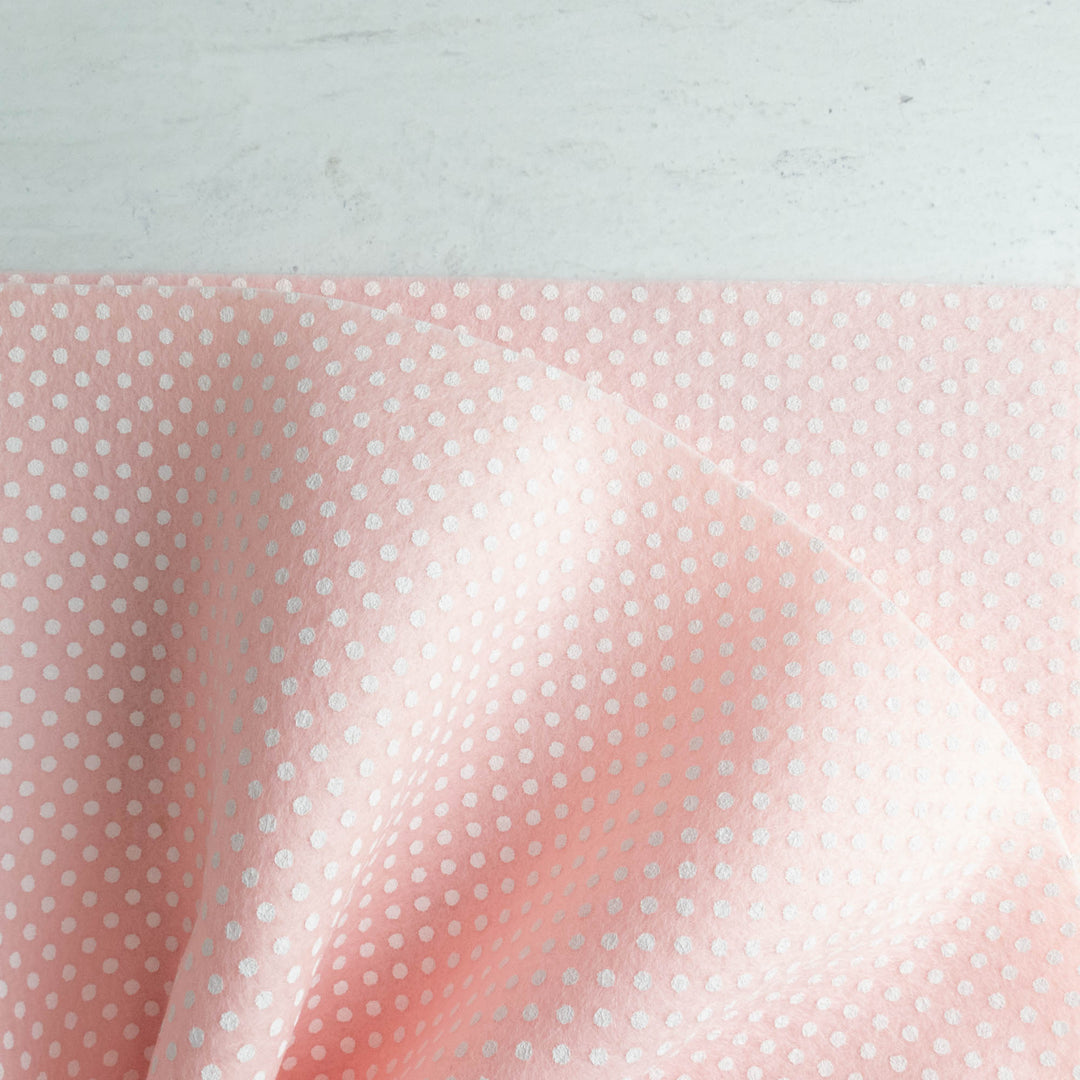 Polka Dot Wool Felt Sheet - Pink