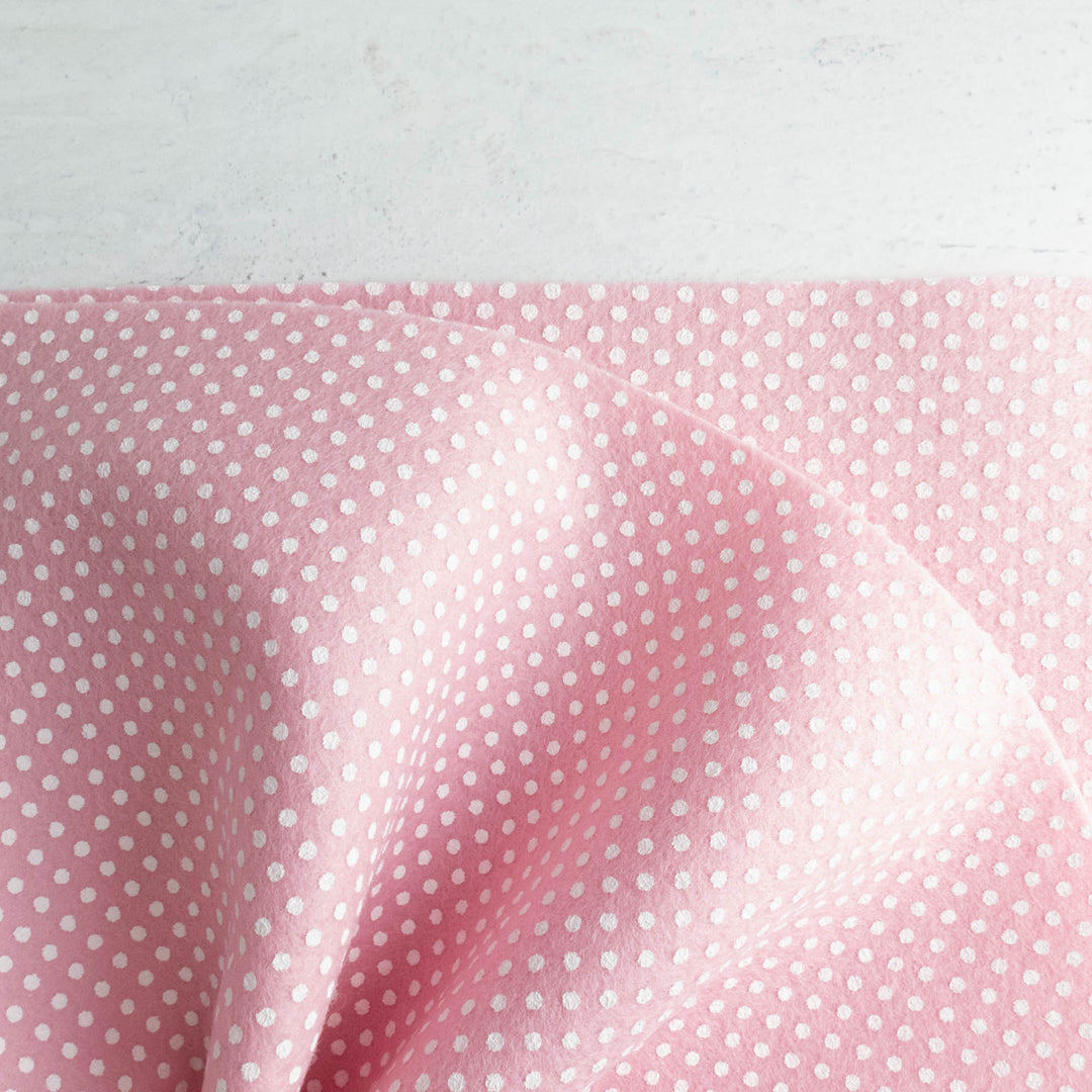 Polka Dot Wool Felt Sheet - Carnation