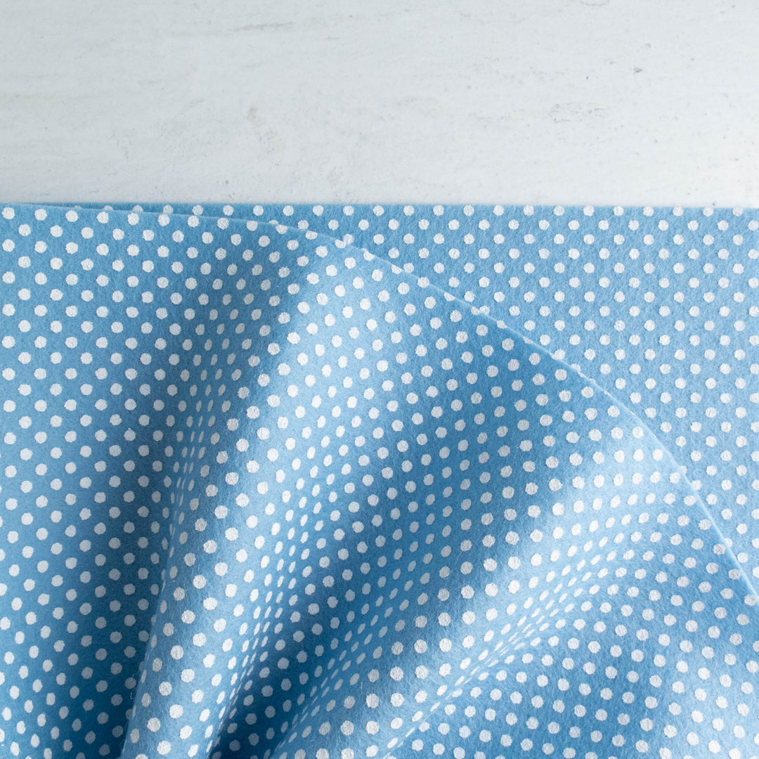 Polka Dot Wool Felt Sheet - Baby Blue
