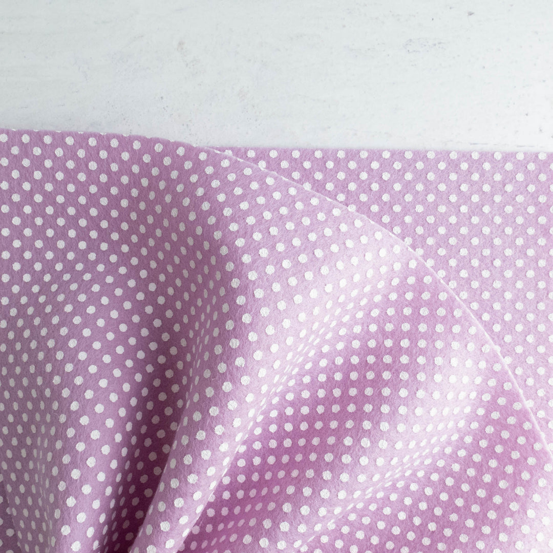 Polka Dot Wool Felt Sheet - Lilac