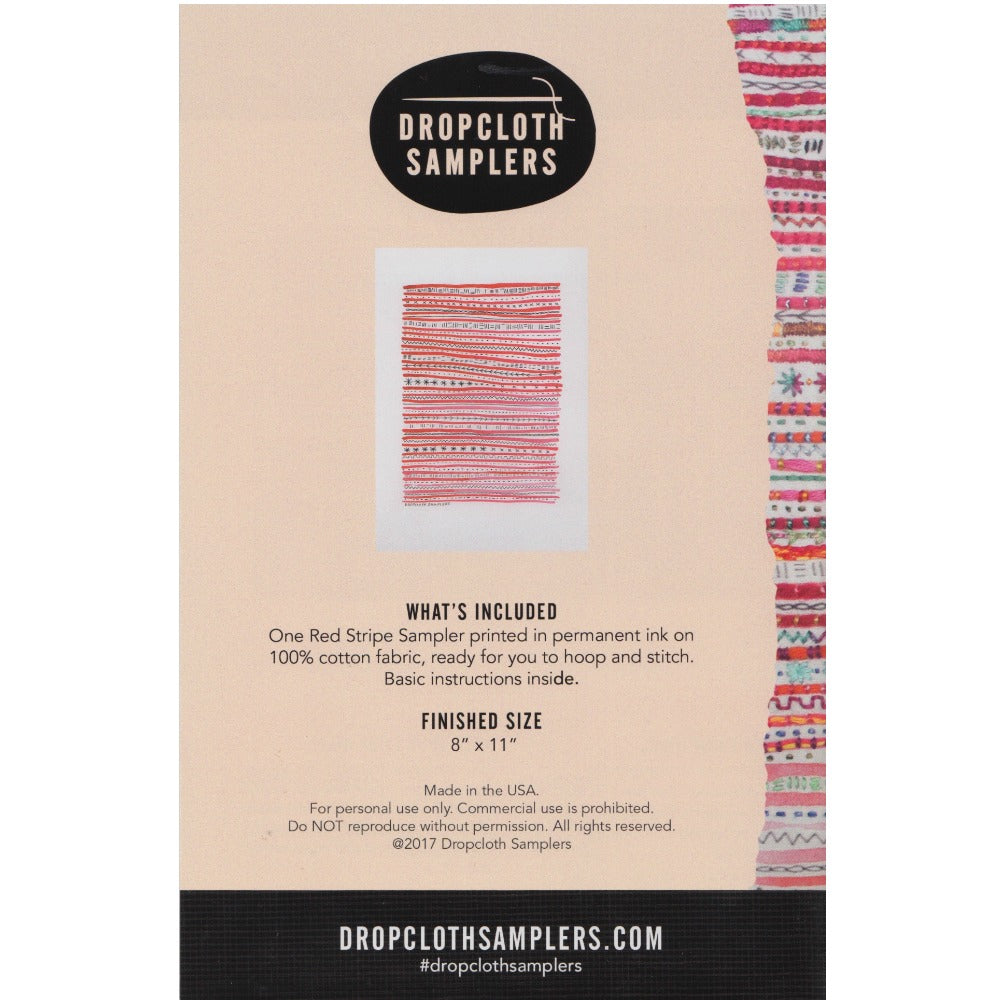 Dropcloth Embroidery Samplers :: Red Stripe Sampler Patterns - Snuggly Monkey