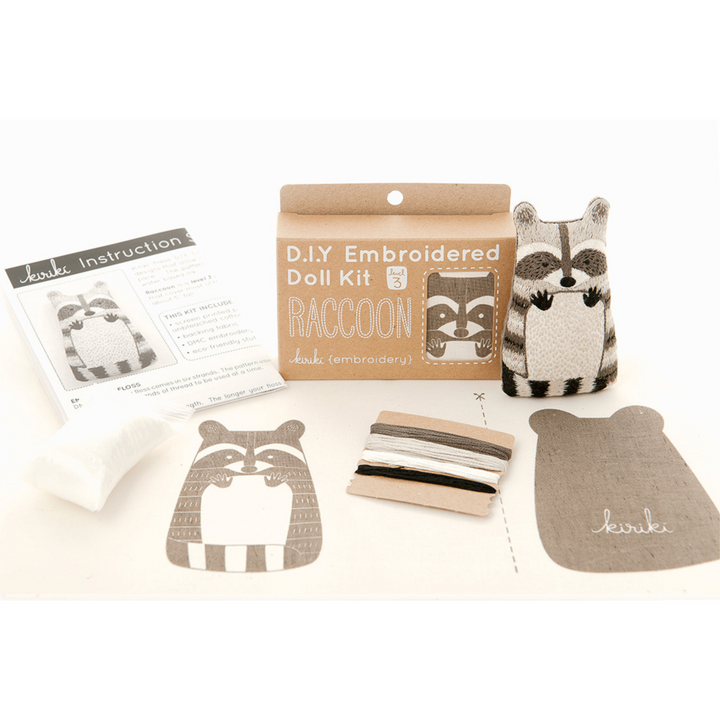 Raccoon Embroidery Kit by Kiriki Press Embroidery Kit - Snuggly Monkey