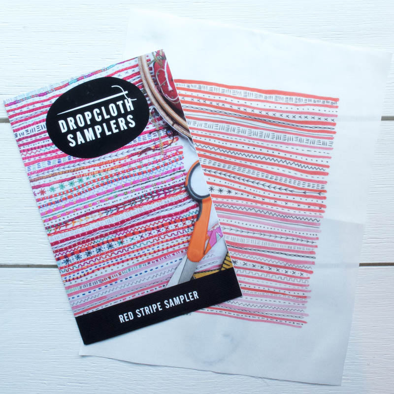 Dropcloth Embroidery Samplers :: Red Stripe Sampler Patterns - Snuggly Monkey
