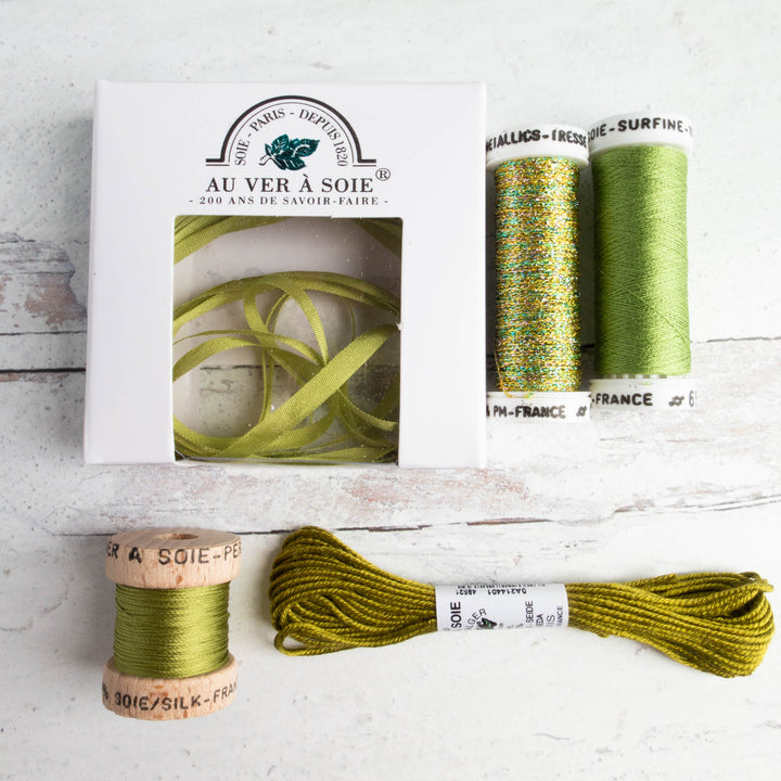 Au Ver a Soie Surfine & Silk Ribbon Discovery Pack - Light Green