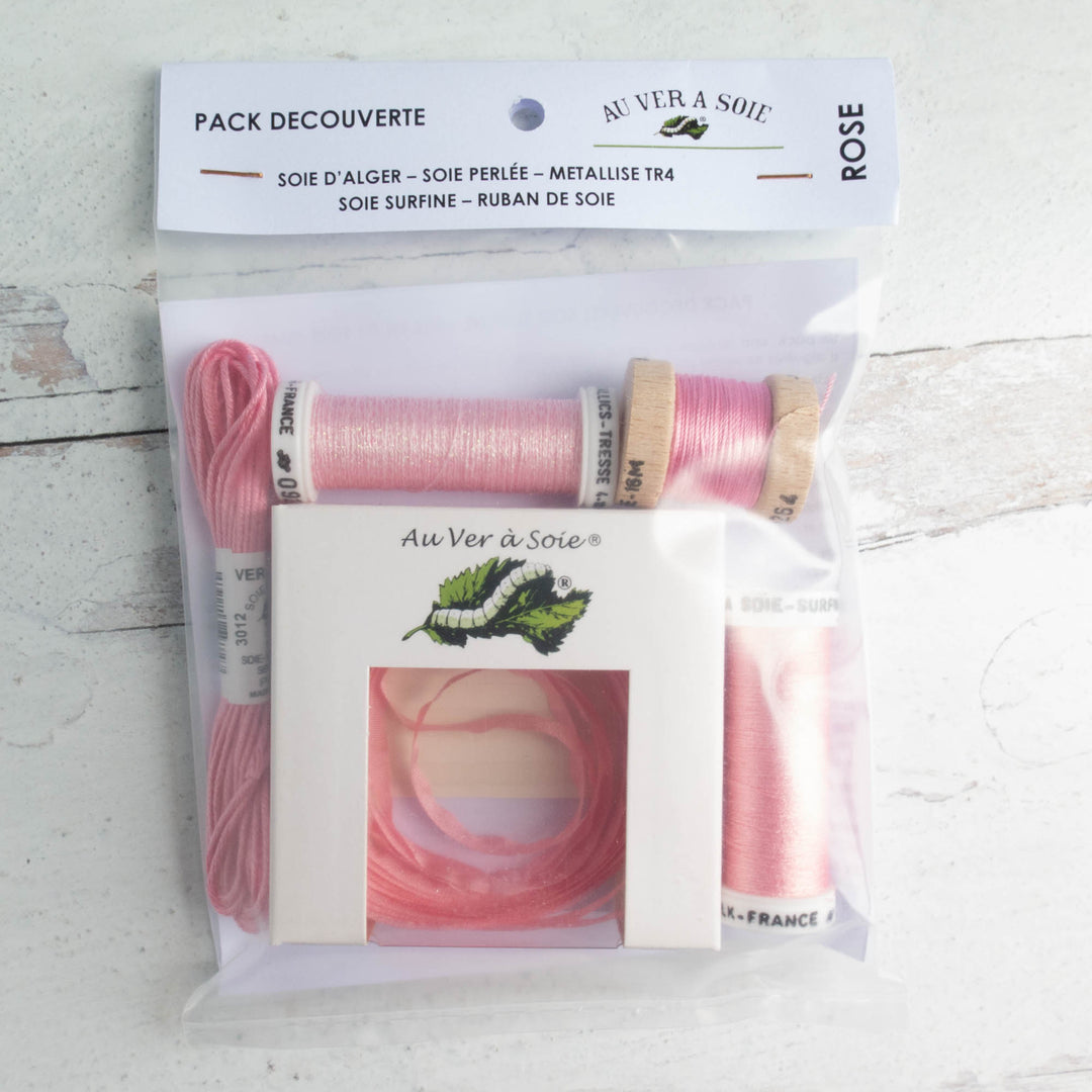 Au Ver a Soie Surfine & Silk Ribbon Discovery Pack  - Pink