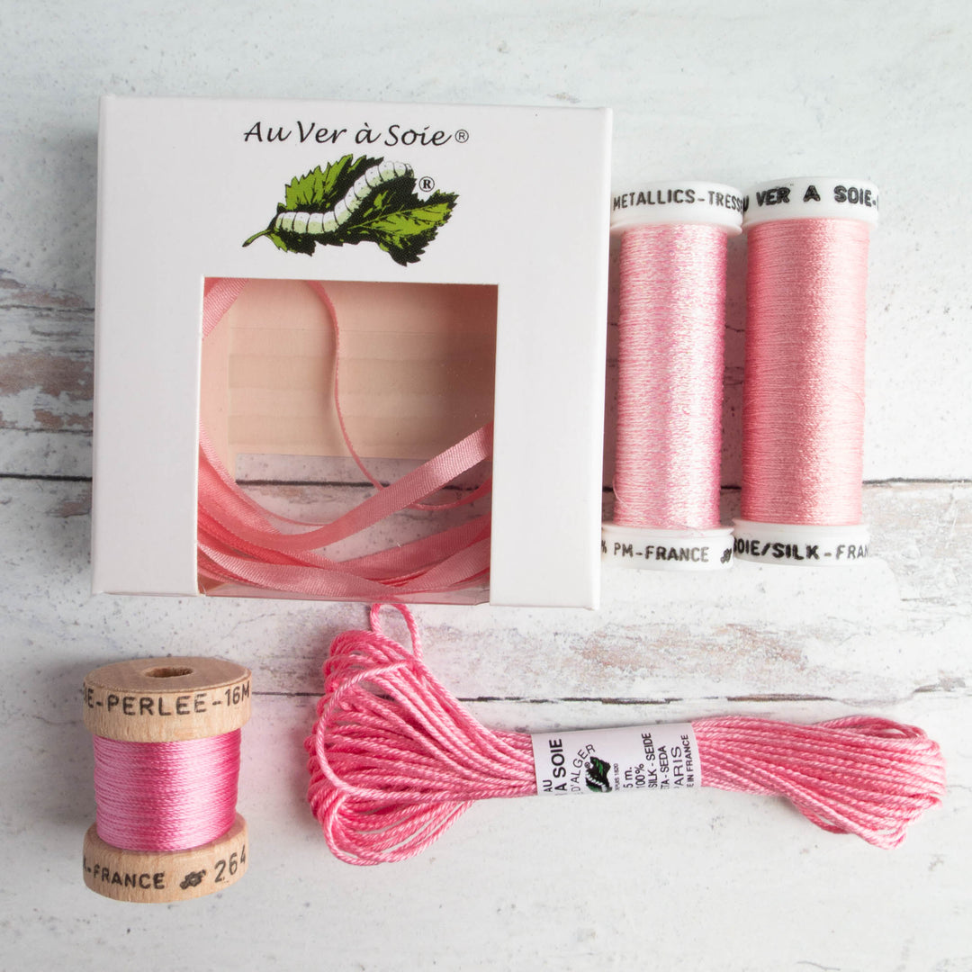 Au Ver a Soie Surfine & Silk Ribbon Discovery Pack  - Pink