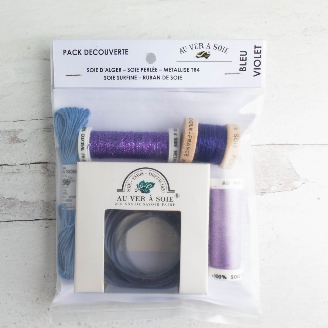 Au Ver a Soie Surfine & Silk Ribbon Discovery Pack  - Blue Violet