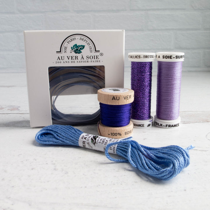 Au Ver a Soie Surfine & Silk Ribbon Discovery Pack  - Blue Violet