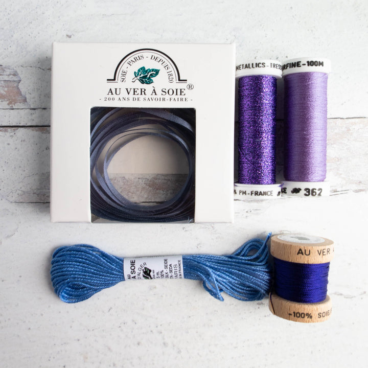 Au Ver a Soie Surfine & Silk Ribbon Discovery Pack  - Blue Violet