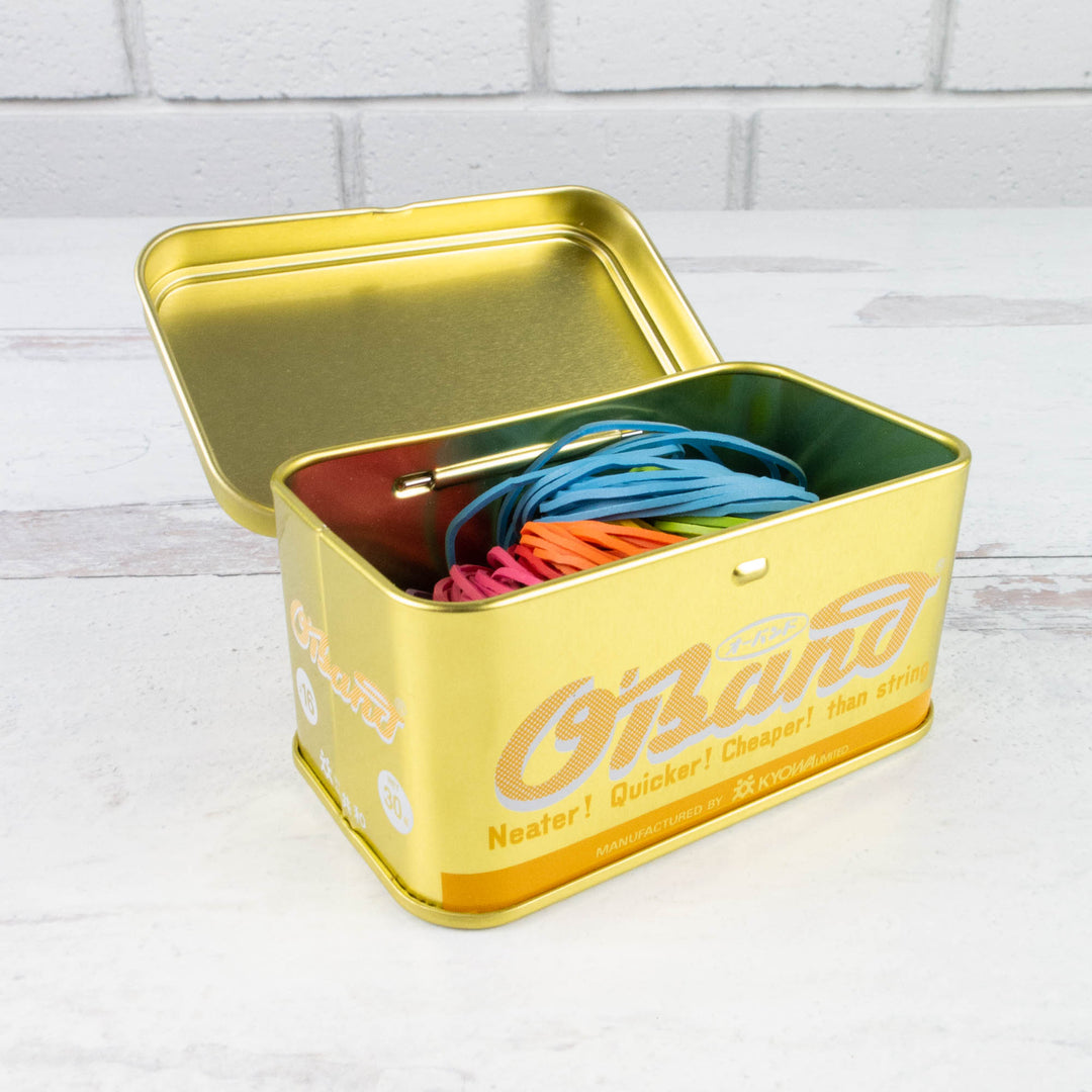 Rainbow Rubber Bands Gold Tin