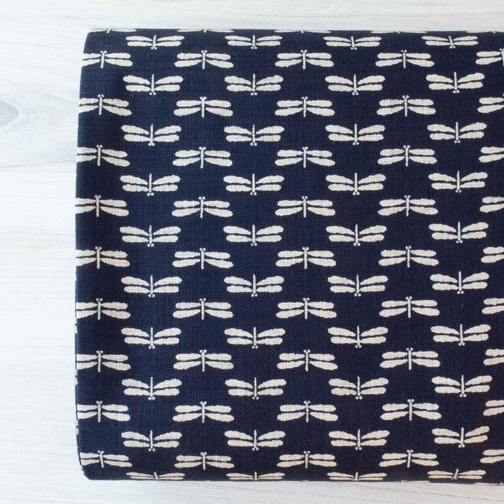 Sevenberry Nara Homespun :: Dragonfly on Indigo Fabric - Snuggly Monkey