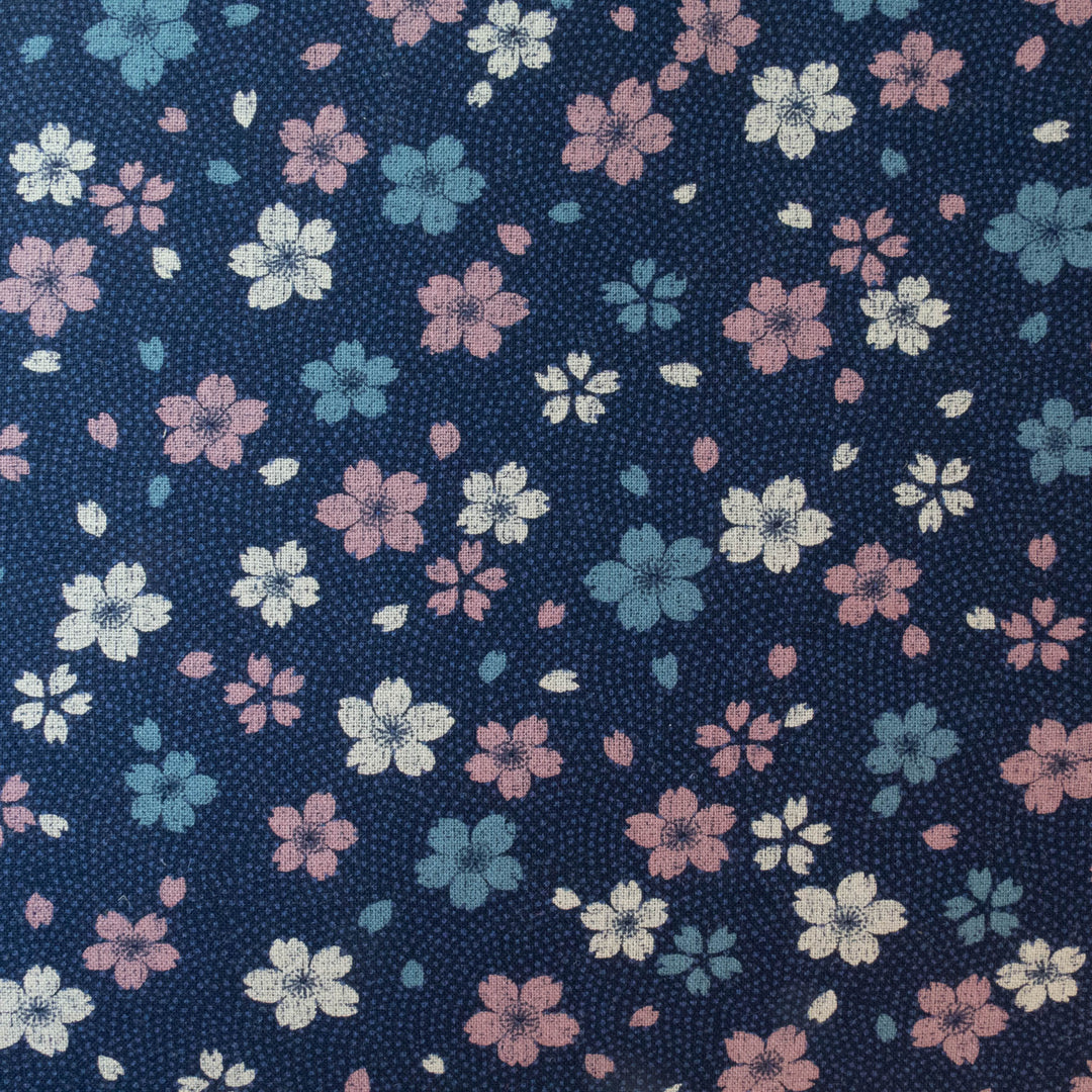 Sevenberry Kasuri : Pink and Blue Sakura Fabric - Snuggly Monkey