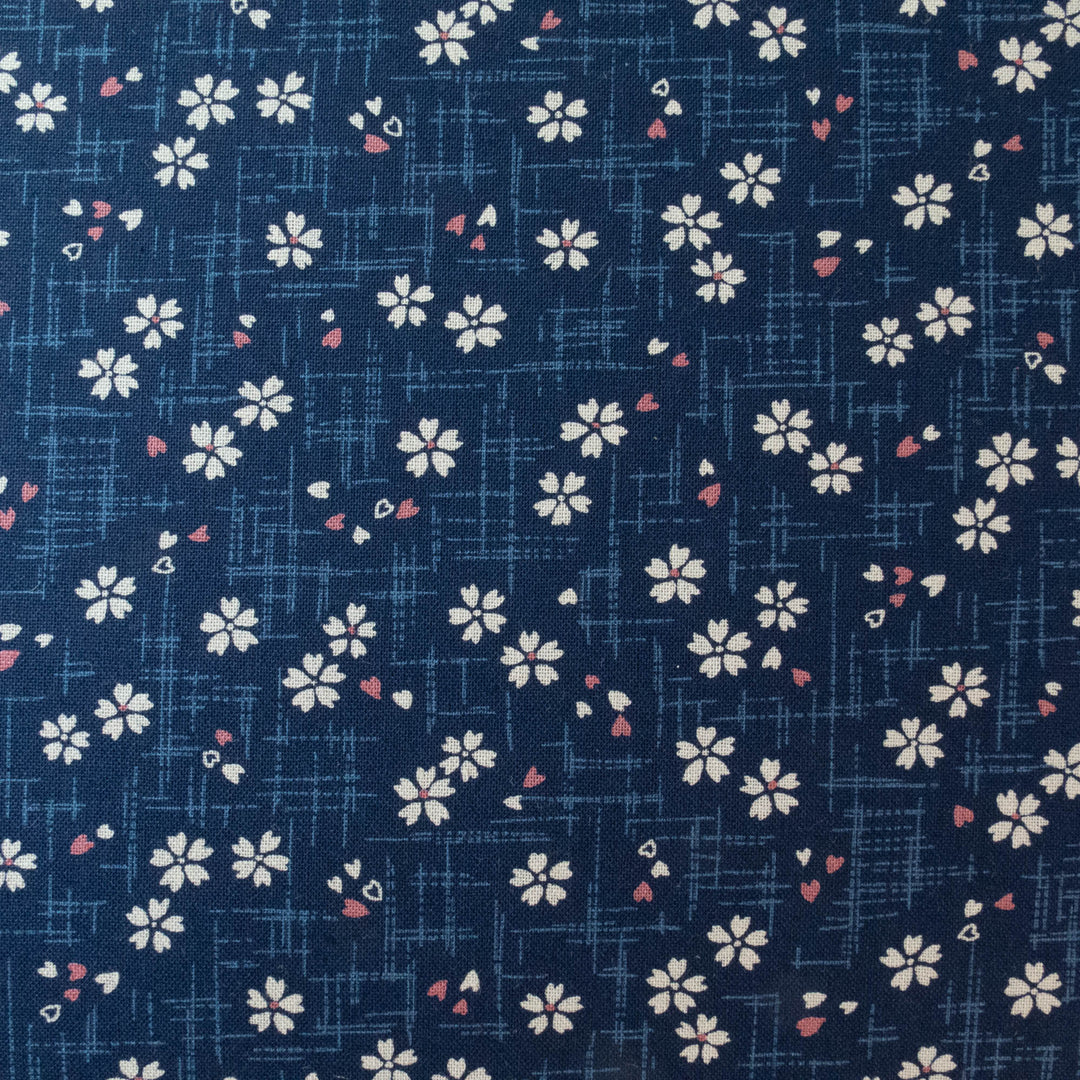 Sevenberry Kasuri : Mini Cherry Blossoms on Navy Fabric - Snuggly Monkey