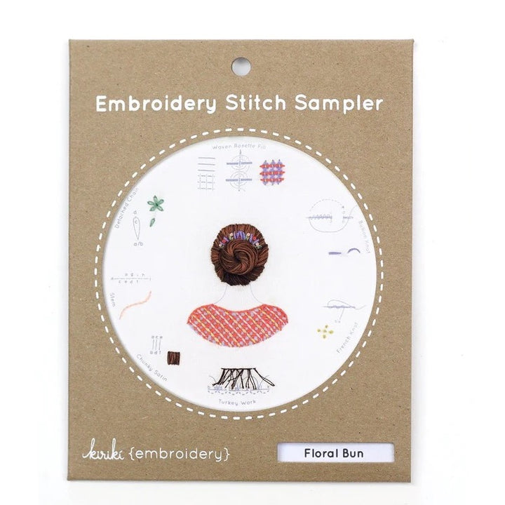 Floral Bun Embroidery Stitch Sampler