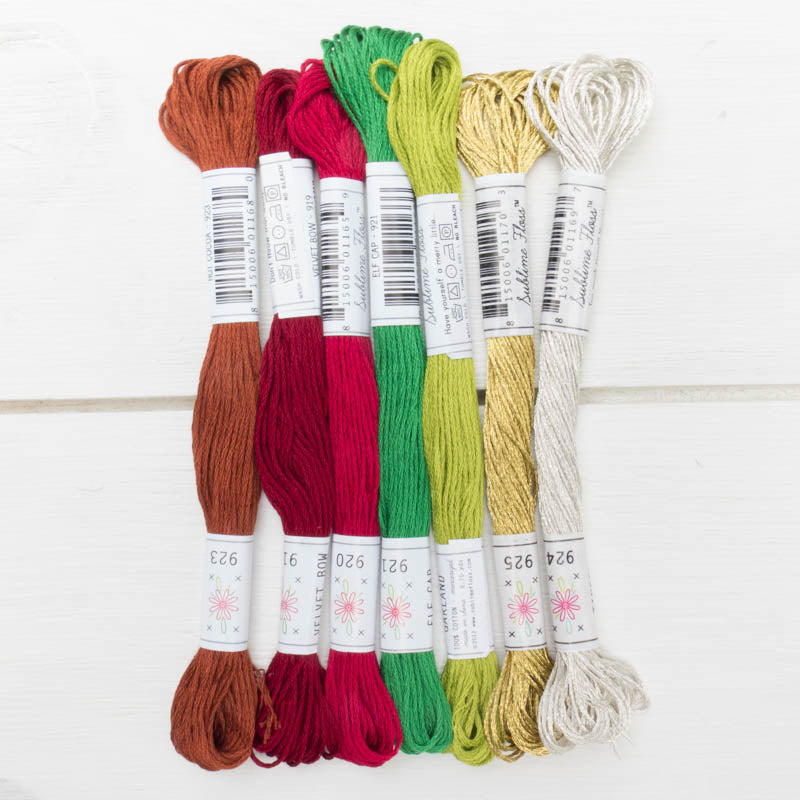 Christmas Embroidery Floss Set - 7 Skeins Christmas Tree Palette