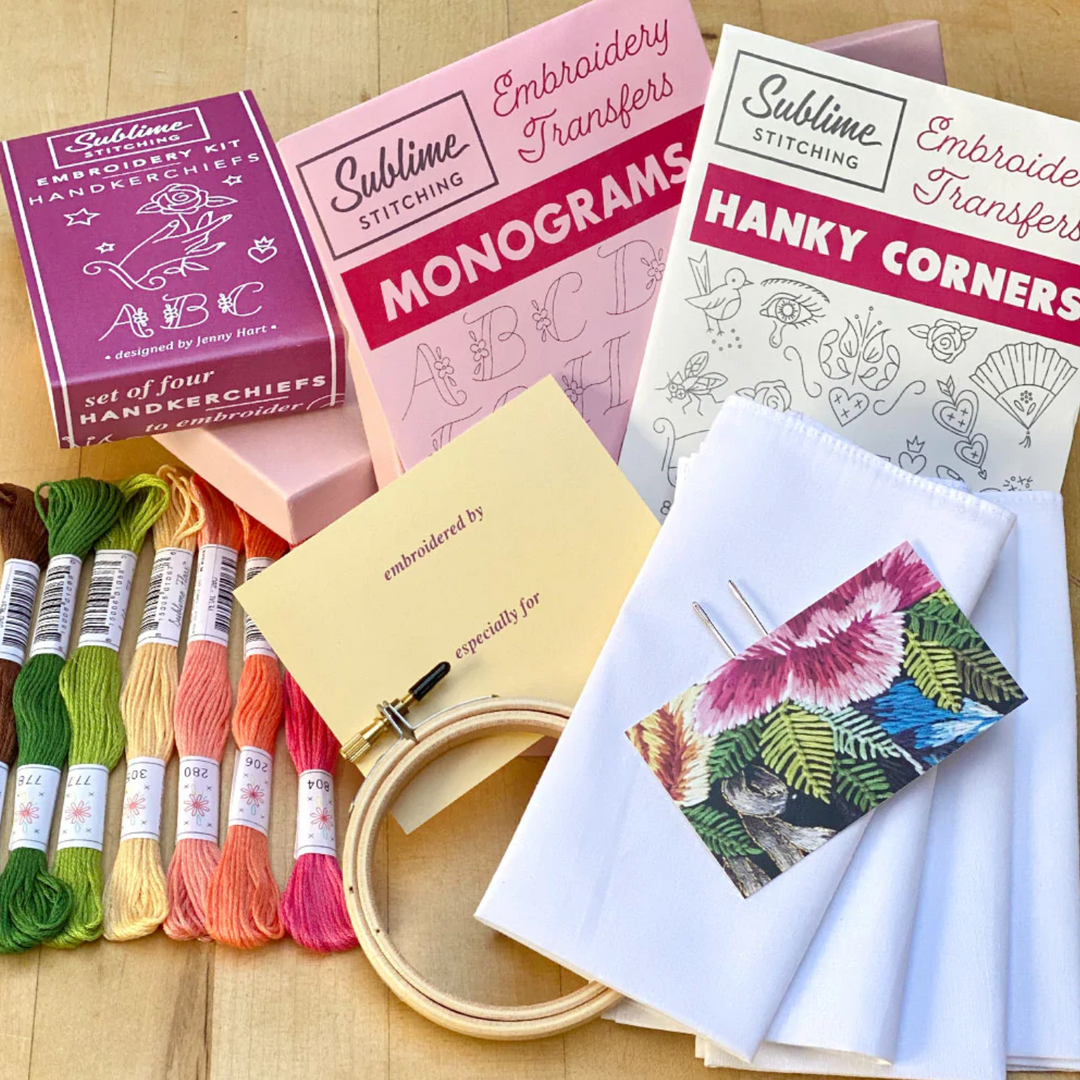 Sublime Stitching Monogram Handkerchiefs Embroidery Kit